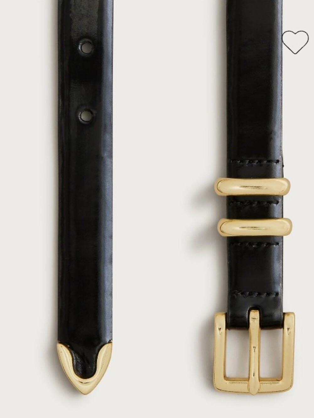 J. Crew Thin Spazzolato Italian Leather Belt - Black, Gold hardware - Picture 3 of 10